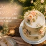 A wedding cake with intricate decorations, suitable for 40 guests.